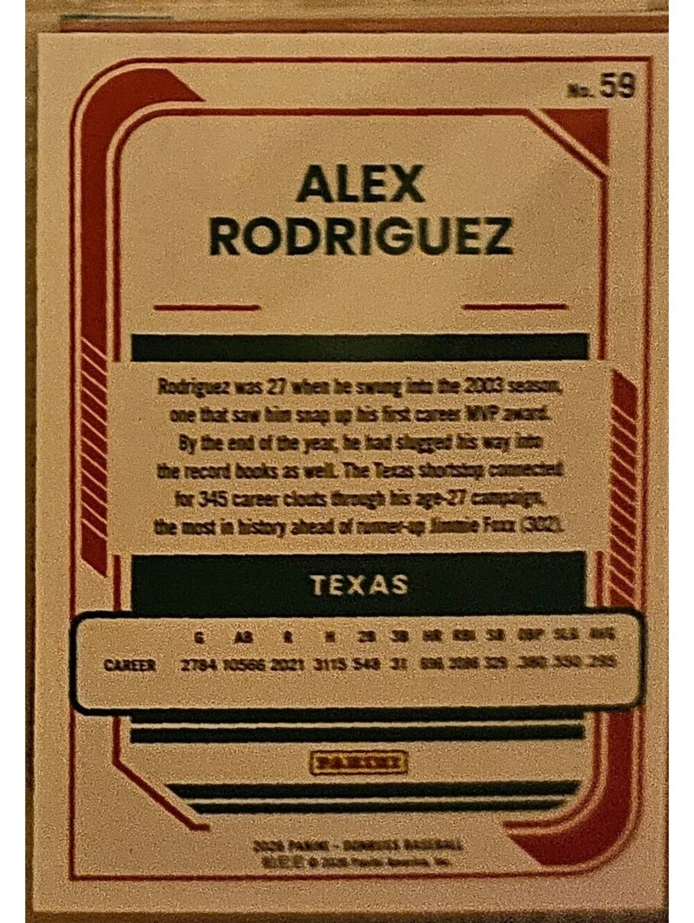 Alex Rodriguez #59 - 2026 Panini Donruss - Texas Rangers